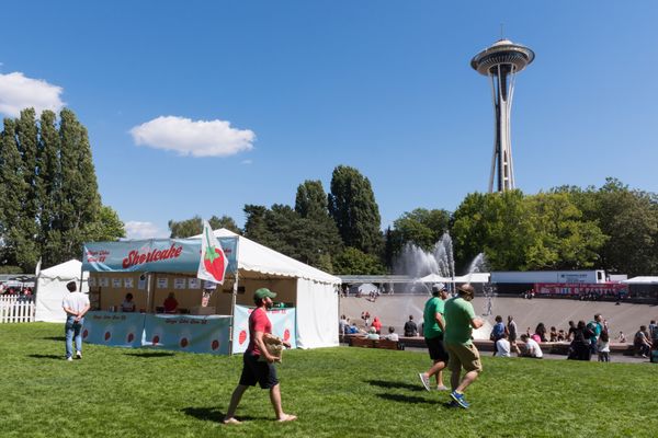 Attendees enjoying the Bite of Seattle festival 