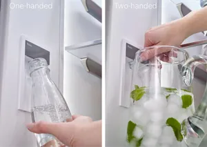 A side-by-side demonstration of the Bosch 800 Series B36CL80SNS water dispenser 