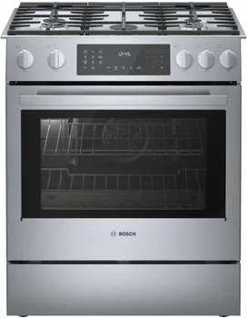 Front view of the Bosch 800 Series HDI8056U dual fuel range