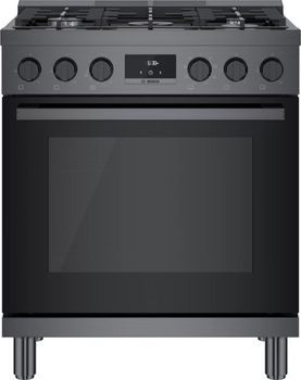 Front view of the Bosch 800 Series HDS8045U dual fuel range