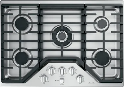 Overhead view of the Cafe CGP95302MS1 cooktop