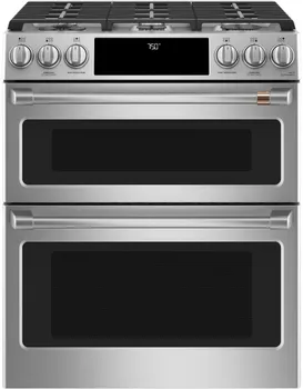 Front view of the Cafe CGS750P2MS1 double oven range