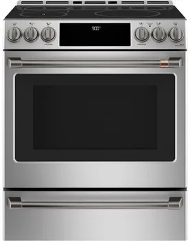 Front view of the Cafe CHS90XP2MS1 induction range
