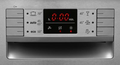 A close-up of a dishwasher timer