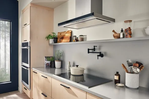 The Electrolux ECCI3068AS induction cooktop in a kitchen with matching Electrolux appliances 
