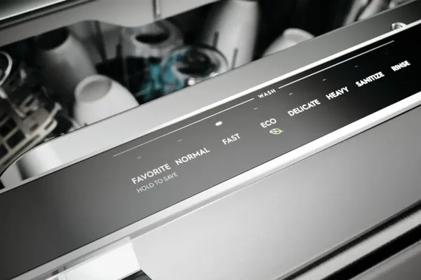 A close-up of the Electrolux EDSH4944BS dishwasher cycles