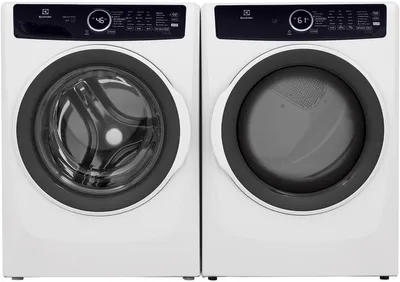 Front view of the Electrolux ELFW7437AW washer ELFE7437AW dryer pair