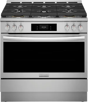 Front view of the Frigidaire Gallery GCFG3661AF 36” gas range