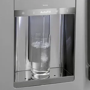 A close-up of the GE Profile PVD28BYNFS water dispenser