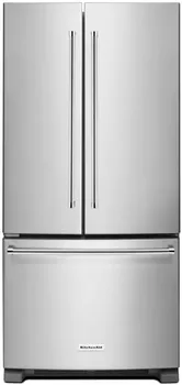 Front view of the KitchenAid KRFF302ESS refrigerator 