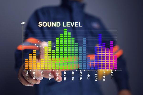 A person selecting a noise level on a graphic 