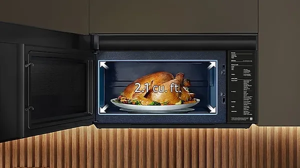 An infographic of a turkey in the Samsung ME21DG6500SR microwave