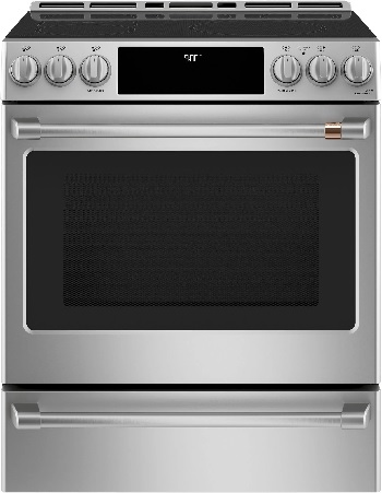 Front view of the Café CHS900P2MS1 induction range 