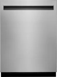Front view of the JennAir JDPSG244PS dishwasher 