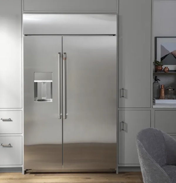 The Café CSB48YP2NS1 built in refrigerator featured in a high-end kitchen 