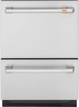 Front view of the Cafe CDD420P2TS1 dishwasher drawers 
