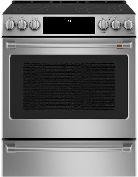 Front view of the Café CES700P2MS1 electric range 