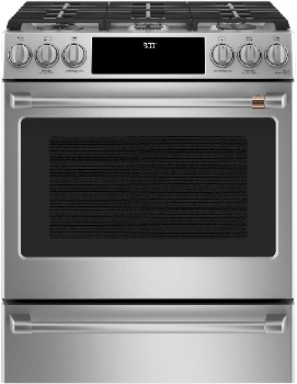 Front view of the Café C2S900P2MS1 dual fuel range 
