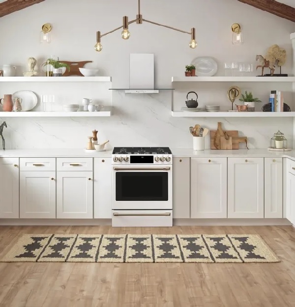 The Cafe CGS700P4MW2 gas range in a modern farmhouse kitchen 