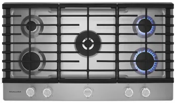 Overhead view of the KitchenAid KCGS556ESS cooktop 