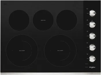 Overhead view of the Whirlpool WCE77US0HS cooktop 