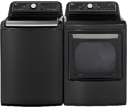 Front view of the LG WT7900HBA washer and LG DLEX7900BE dryer 