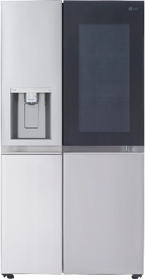 Front view of the LG LRSOS2706S French door refrigerator 