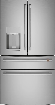 Front view of the Café CVE28DP2NS1 French door refrigerator 