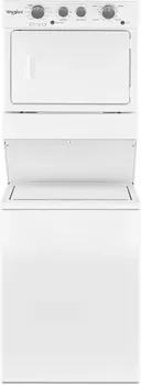 Front view of the Whirlpool WETLV27HW washer dryer unit 