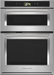 Front view of the KitchenAid KOCE900HSS microwave oven combo