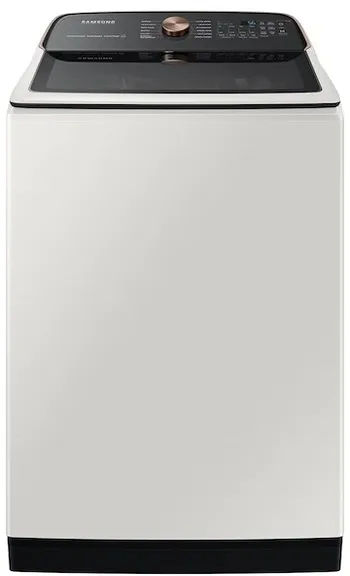 Front view of the Samsung WA55A7300AE top load washer 