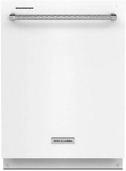 Front view of the KitchenAid KDTE204KWH dishwasher 