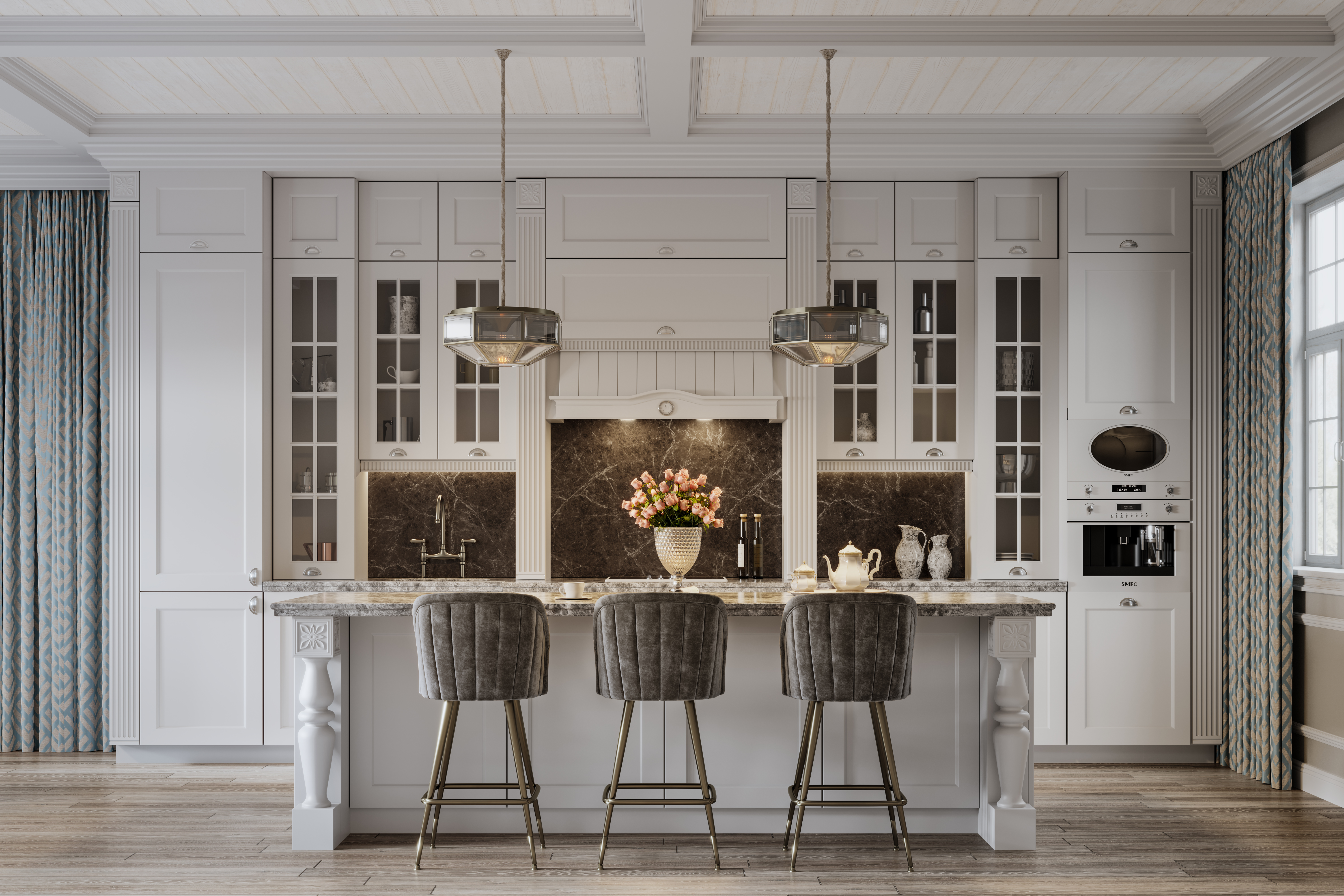 A white traditional-style kitchen 