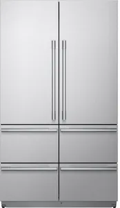 Front view of the Signature Kitchen Suite SKSFD4826P French door refrigerator 