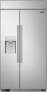 Front view of the Signature Kitchen Suite SKSSB4202S side by side refrigerator