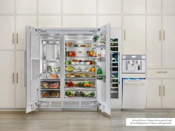 The Thermador Freedom T24IR905SP refrigerator featured with open doors 