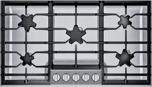 Overhead view of the Thermador Masterpiece SGSP365TS cooktop 