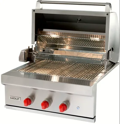 Front view of the Wolf OG30-LP grill