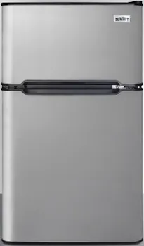 Front view of the Summit CP34BSS compact refrigerator