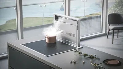 The Best Cattura D49M48SB range hood vignette filtering vapor from a pot 