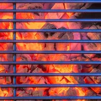 Overhead view of a charcoal grill