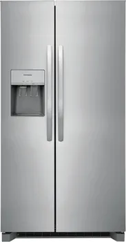 Front view of the Frigidaire FRSS2623AS side by side refrigerator 