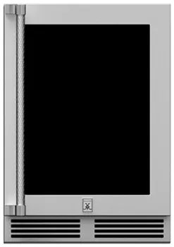 Front view of the Hestan GRG Series GRGL24 outdoor refrigerator