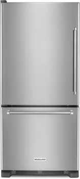 Front view of the KitchenAid KRBL109ESS refrigerator 