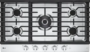 Overhead view of the LG CBGJ3627S 36” gas cooktop 