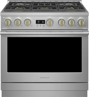 Front view of the Monogram Statement Collection ZDP366NTSS dual fuel range