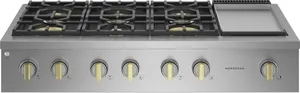 Front view of the Monogram ZGU486NDTSS rangetop 