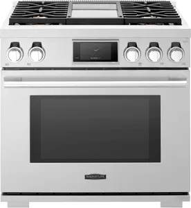 Front view of the Signature Kitchen Suite SKSDR360GS range