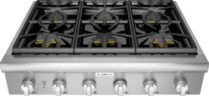 Overhead view of the Thermador Professional PCG366W rangetop