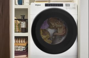 A close-up of the Whirlpool WFC682CLW washer dryer combo 